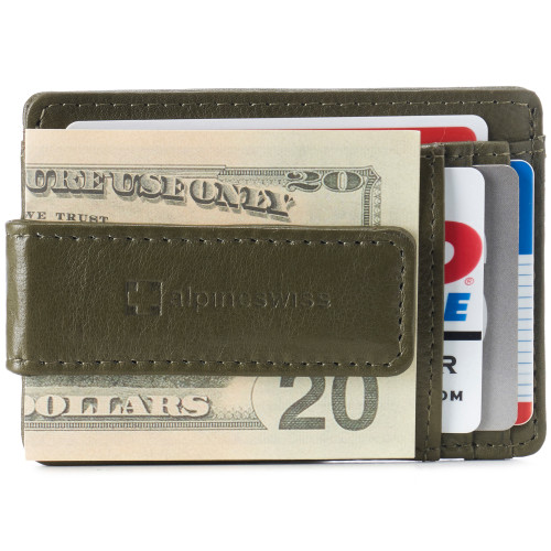 Alpine Swiss Harper Mens RFID Slim Money Clip Front Pocket Wallet